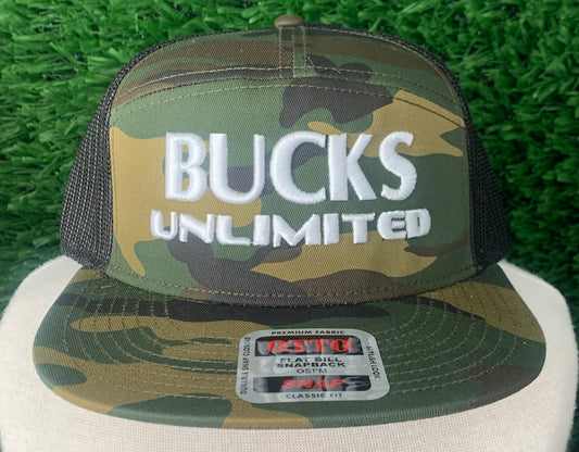 Bucks Unlimited Camo Puff Hat | Otto Flat bill Trucker Snapback