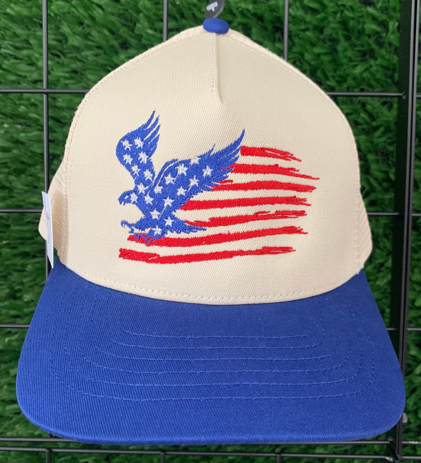 Eagle Flag Trucker Snapback Hat | Solid Two-Tone Cotton with Mesh Back