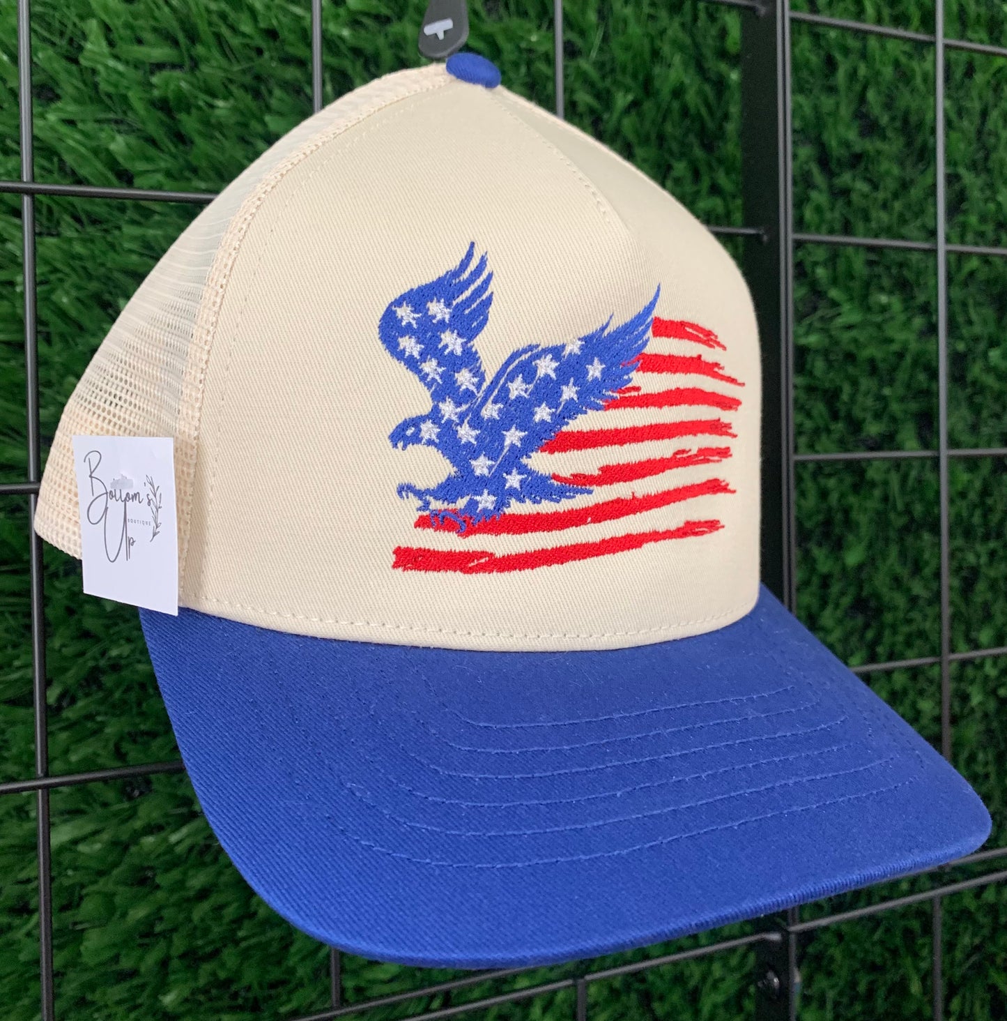 Eagle Flag Trucker Snapback Hat | Solid Two-Tone Cotton with Mesh Back