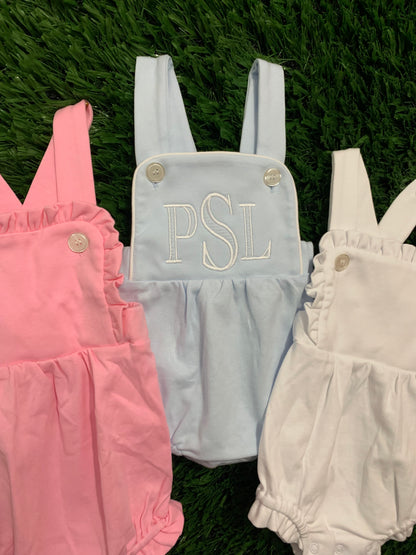 Personalized Ruffle Bubble Romper | Embroidered Baby Gift