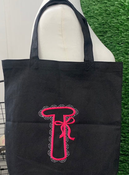 Personalized Canvas Tote Bag – Monogram & LaceFont