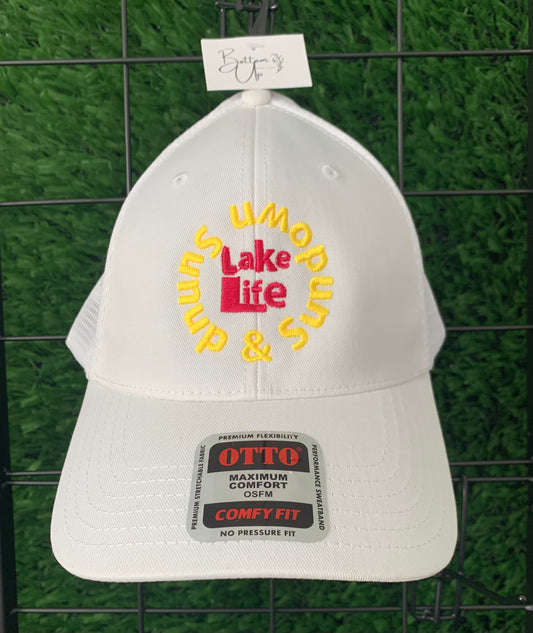 Lake Life Sunup & Sundown Trucker Hat | White