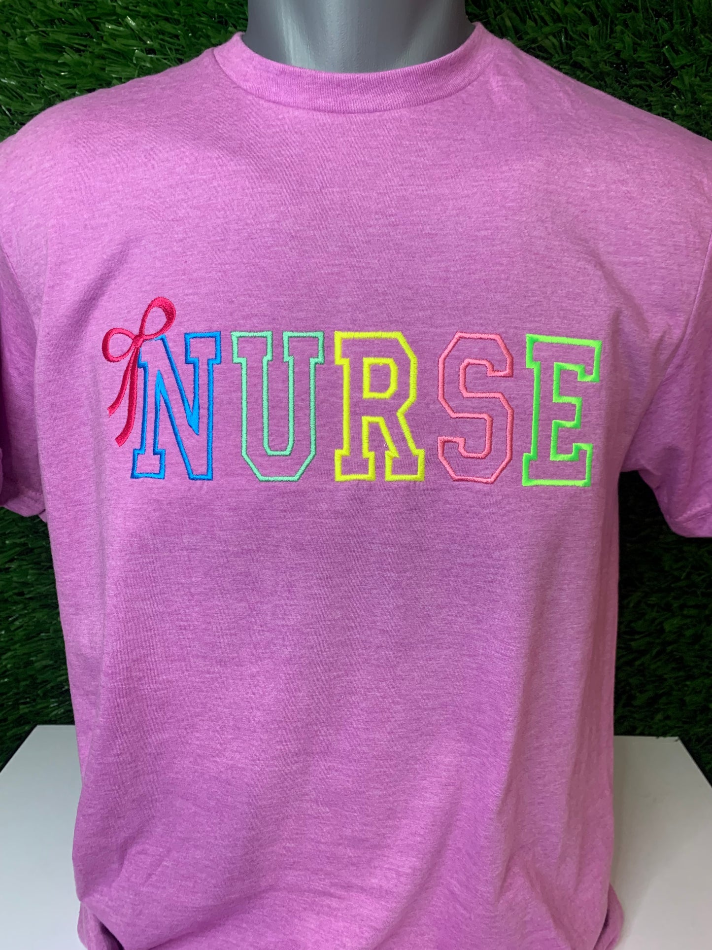 Nurse Embroidered T-Shirt with Bow