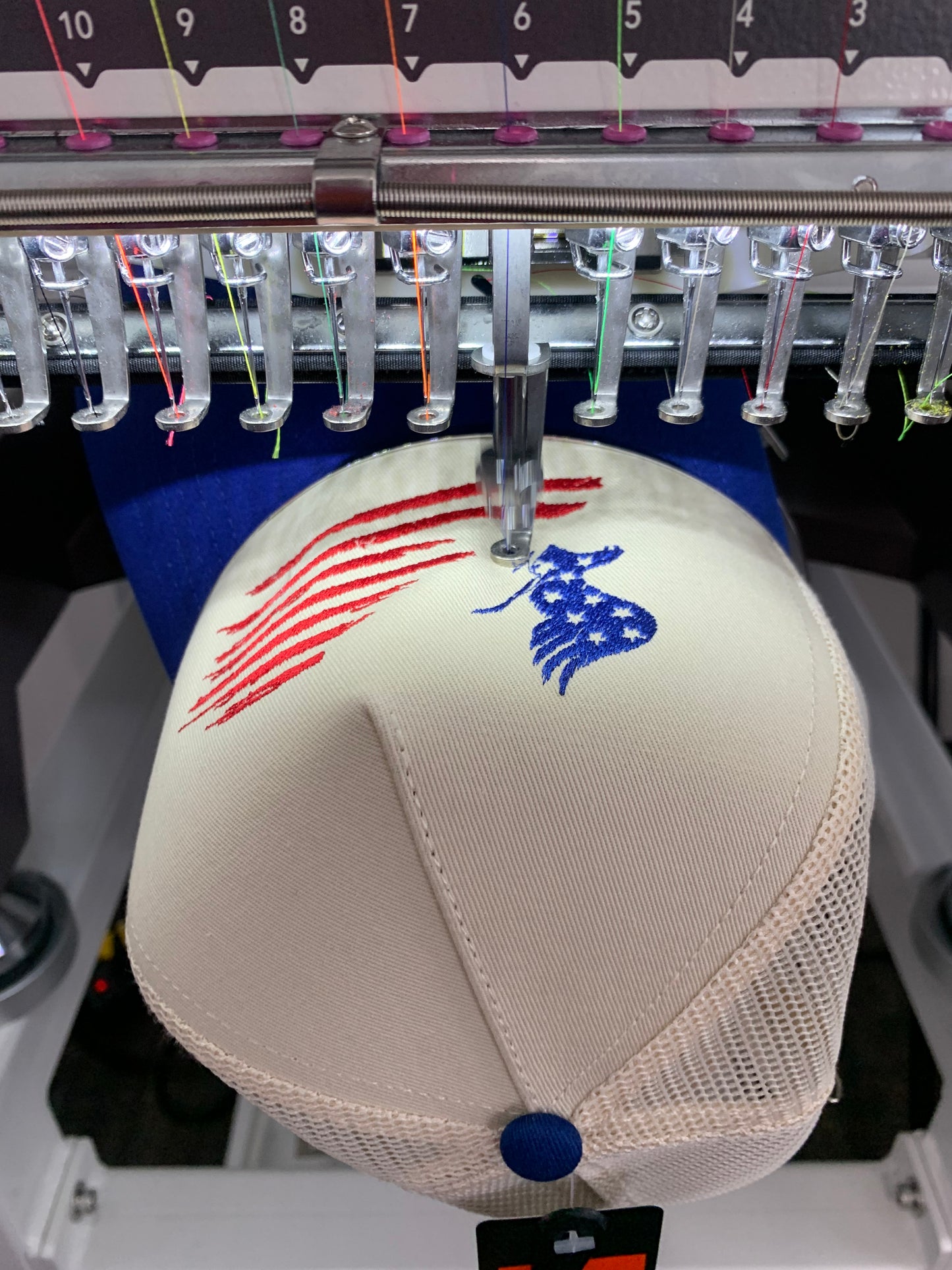 Eagle Flag Trucker Snapback Hat | Solid Two-Tone Cotton with Mesh Back