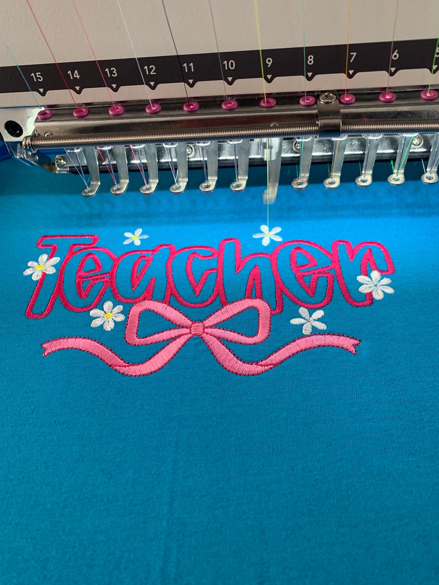 Embroidered Teacher Shirt – Teal
