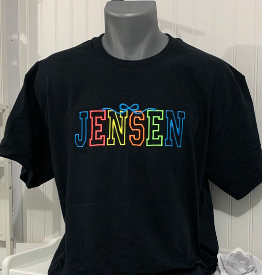 Custom Name & Bow T-Shirt | 100% Cotton Gildan Adult Tee
