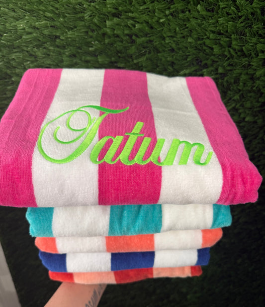Personalized Embroidered Beach Towel | Bottom's Up Boutique