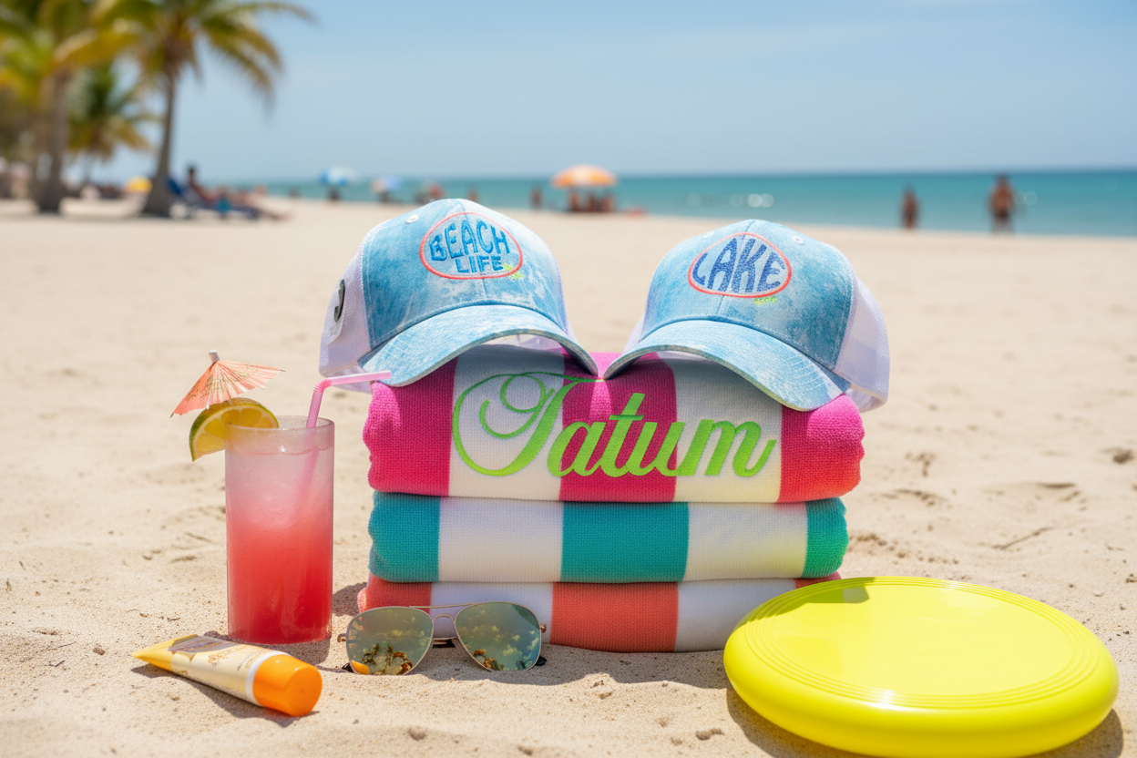 Beach Life & Lake Life Hats with Towel